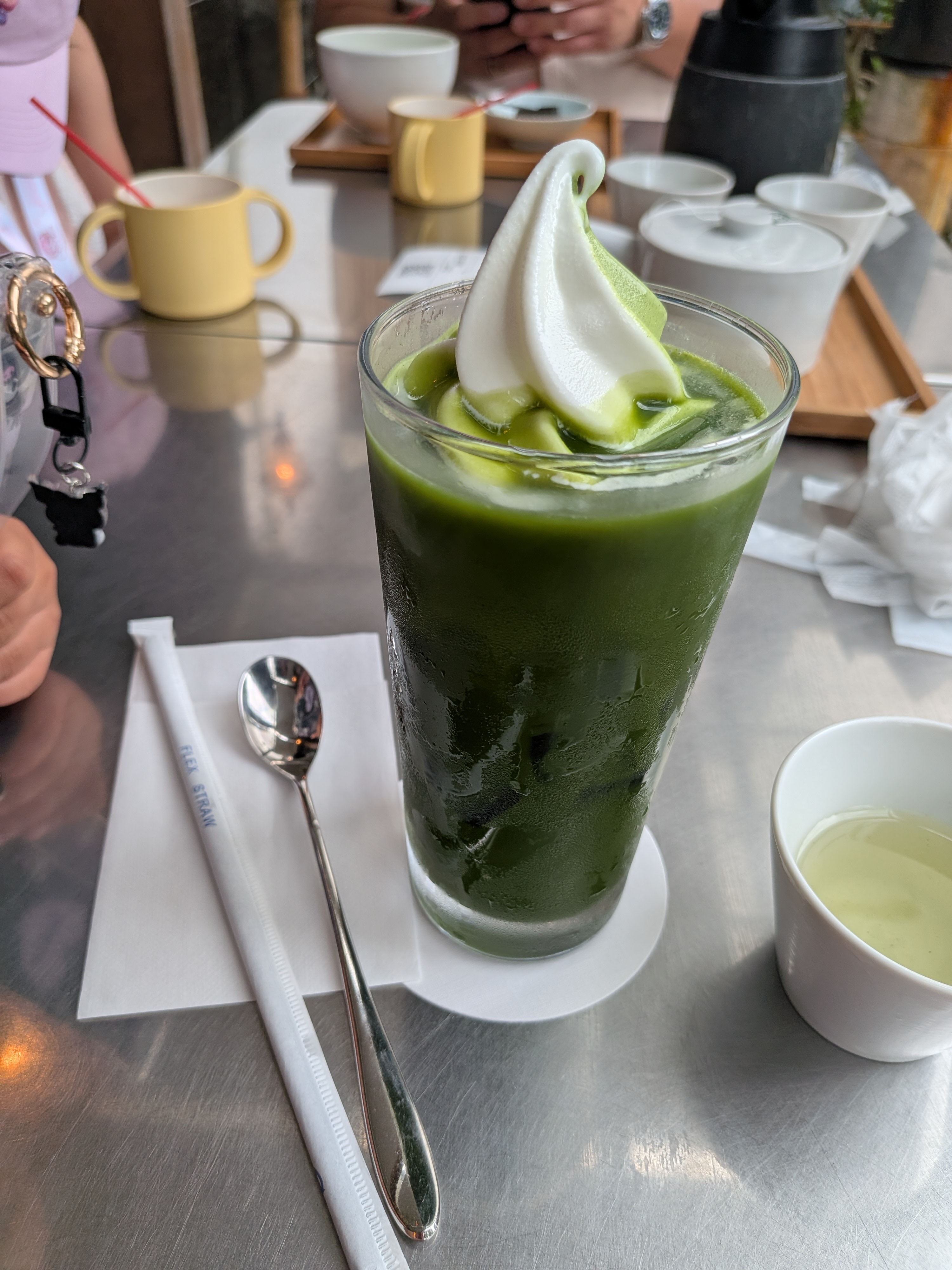 Matcha float at the Uji cafe, iced matcha with vanilla soft serve